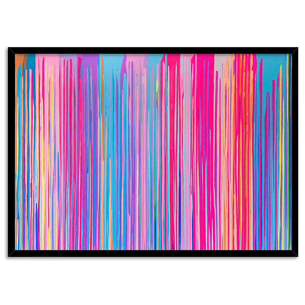 Electric Avenue - Art Print by Poppy Key, Poster, Stretched Canvas, or Framed Wall Art Print, shown in a black frame