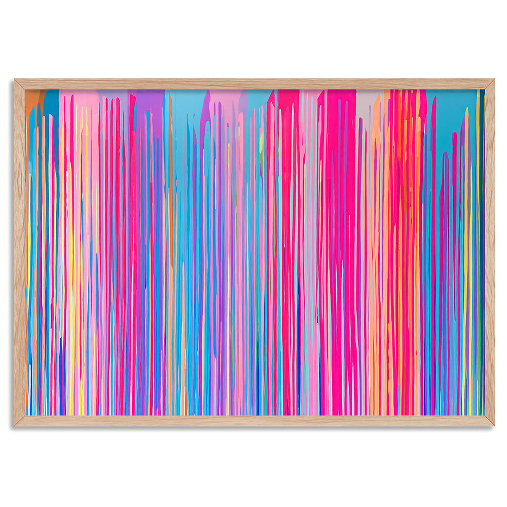 Electric Avenue - Art Print by Poppy Key, Poster, Stretched Canvas, or Framed Wall Art Print, shown in a natural timber frame