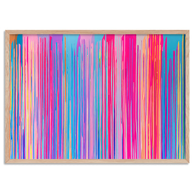 Electric Avenue - Art Print by Poppy Key, Poster, Stretched Canvas, or Framed Wall Art Print, shown in a natural timber frame