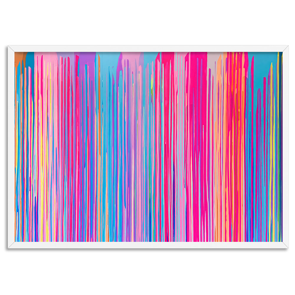 Electric Avenue - Art Print by Poppy Key, Poster, Stretched Canvas, or Framed Wall Art Print, shown in a white frame