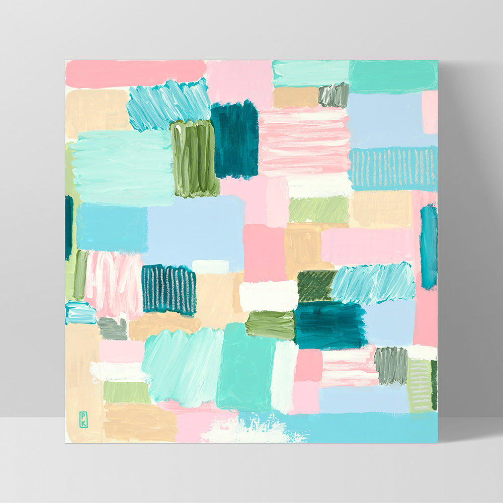 Bayside Beach Box I - Square Art Print by Poppy Key, Poster, Stretched Canvas, or Framed Wall Art Print, shown as a stretched canvas or poster without a frame