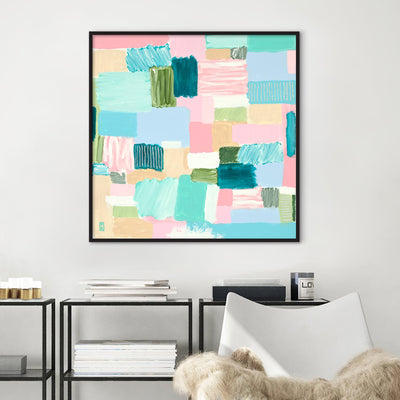 Bayside Beach Box I - Square Art Print by Poppy Key, Poster, Stretched Canvas or Framed Wall Art Prints, shown framed in a room