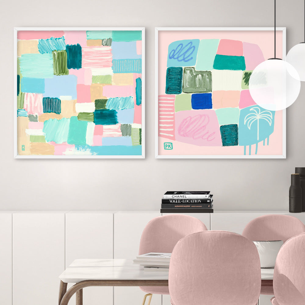 Bayside Beach Box I - Square Art Print by Poppy Key, Poster, Stretched Canvas or Framed Wall Art, shown framed in a home interior space