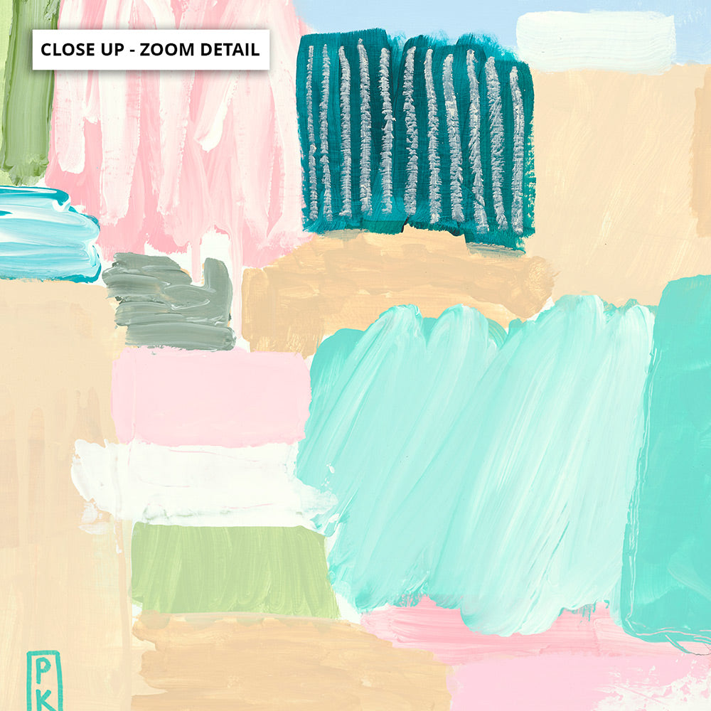 Bayside Beach Box I - Square Art Print by Poppy Key, Poster, Stretched Canvas or Framed Wall Art, Close up View of Print Resolution