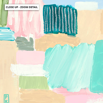 Bayside Beach Box I - Square Art Print by Poppy Key, Poster, Stretched Canvas or Framed Wall Art, Close up View of Print Resolution