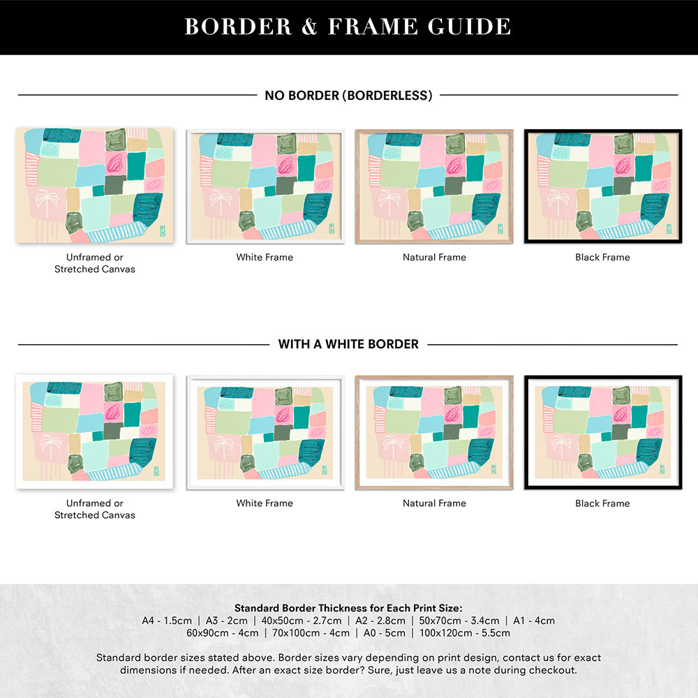 Salty Kisses I - Art Print by Poppy Key, Poster, Stretched Canvas or Framed Wall Art, Showing White , Black, Natural Frame Colours, No Frame (Unframed) or Stretched Canvas, and With or Without White Borders