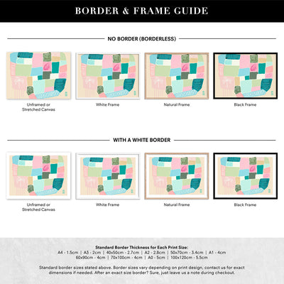 Salty Kisses I - Art Print by Poppy Key, Poster, Stretched Canvas or Framed Wall Art, Showing White , Black, Natural Frame Colours, No Frame (Unframed) or Stretched Canvas, and With or Without White Borders