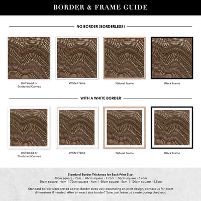 Bayi Wallan Heavy Rain Brown - Square Art Print by Renee Molineaux, Poster, Stretched Canvas or Framed Wall Art, Showing White , Black, Natural Frame Colours, No Frame (Unframed) or Stretched Canvas, and With or Without White Borders