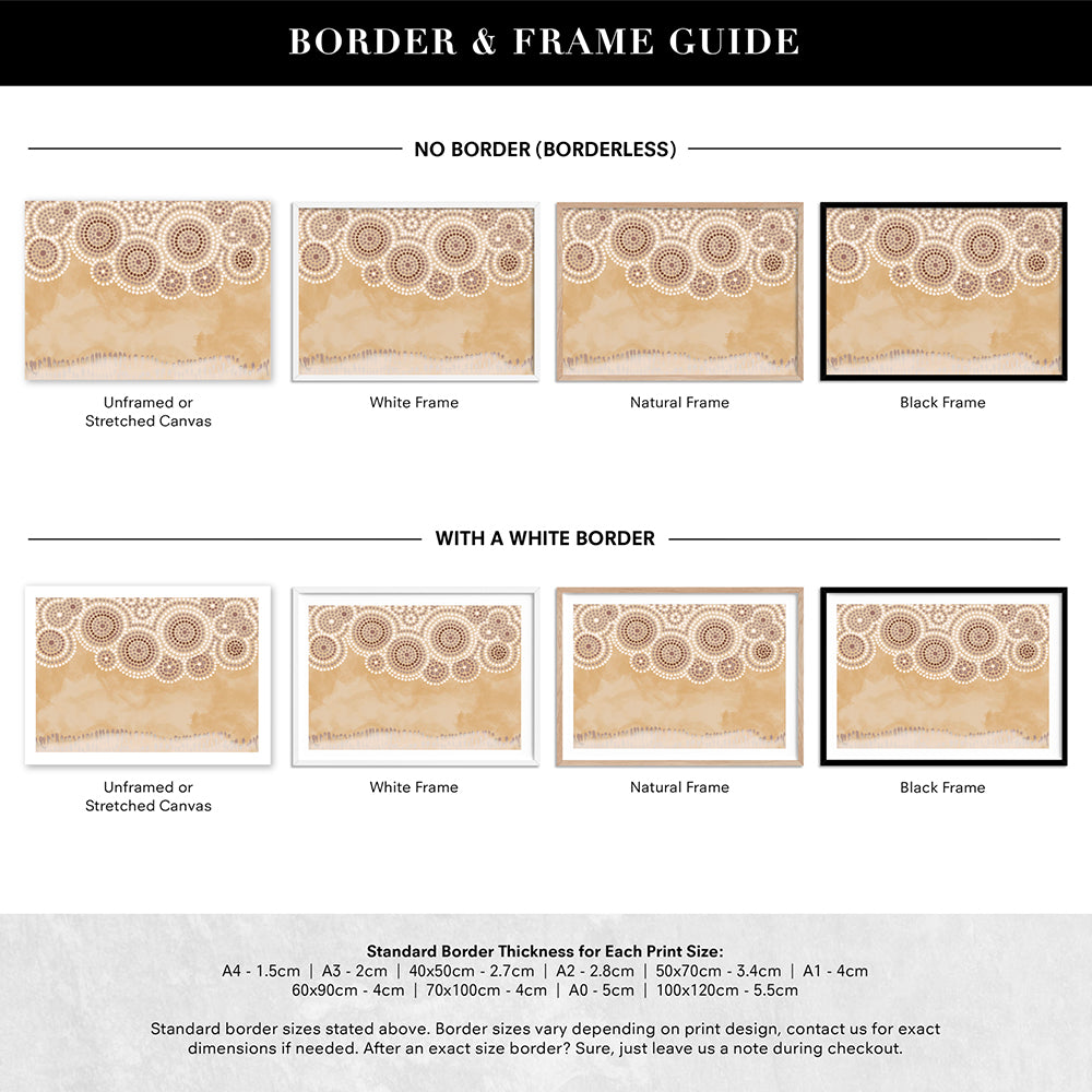 Ochre Sandstone Country - Art Print by Renee Molineaux, Poster, Stretched Canvas or Framed Wall Art, Showing White , Black, Natural Frame Colours, No Frame (Unframed) or Stretched Canvas, and With or Without White Borders