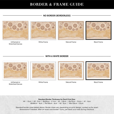 Ochre Sandstone Country - Art Print by Renee Molineaux, Poster, Stretched Canvas or Framed Wall Art, Showing White , Black, Natural Frame Colours, No Frame (Unframed) or Stretched Canvas, and With or Without White Borders