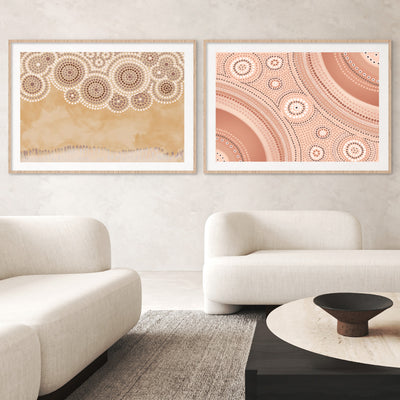 Ochre Sandstone Country - Art Print by Renee Molineaux, Poster, Stretched Canvas or Framed Wall Art, shown framed in a home interior space