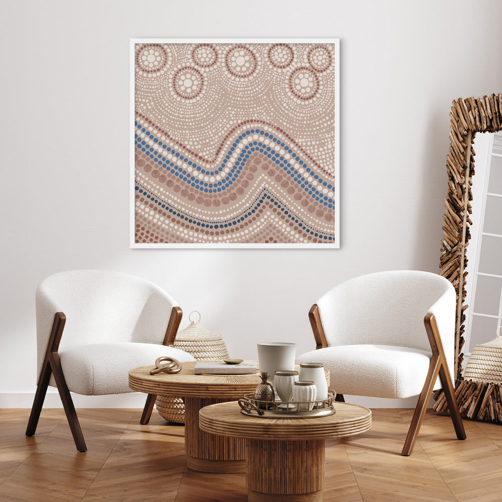 Saltwater Sky - Square Art Print by Renee Molineaux, Poster, Stretched Canvas or Framed Wall Art Prints, shown framed in a room