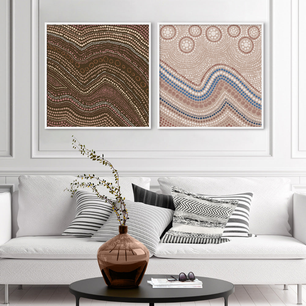 Saltwater Sky - Square Art Print by Renee Molineaux, Poster, Stretched Canvas or Framed Wall Art, shown framed in a home interior space