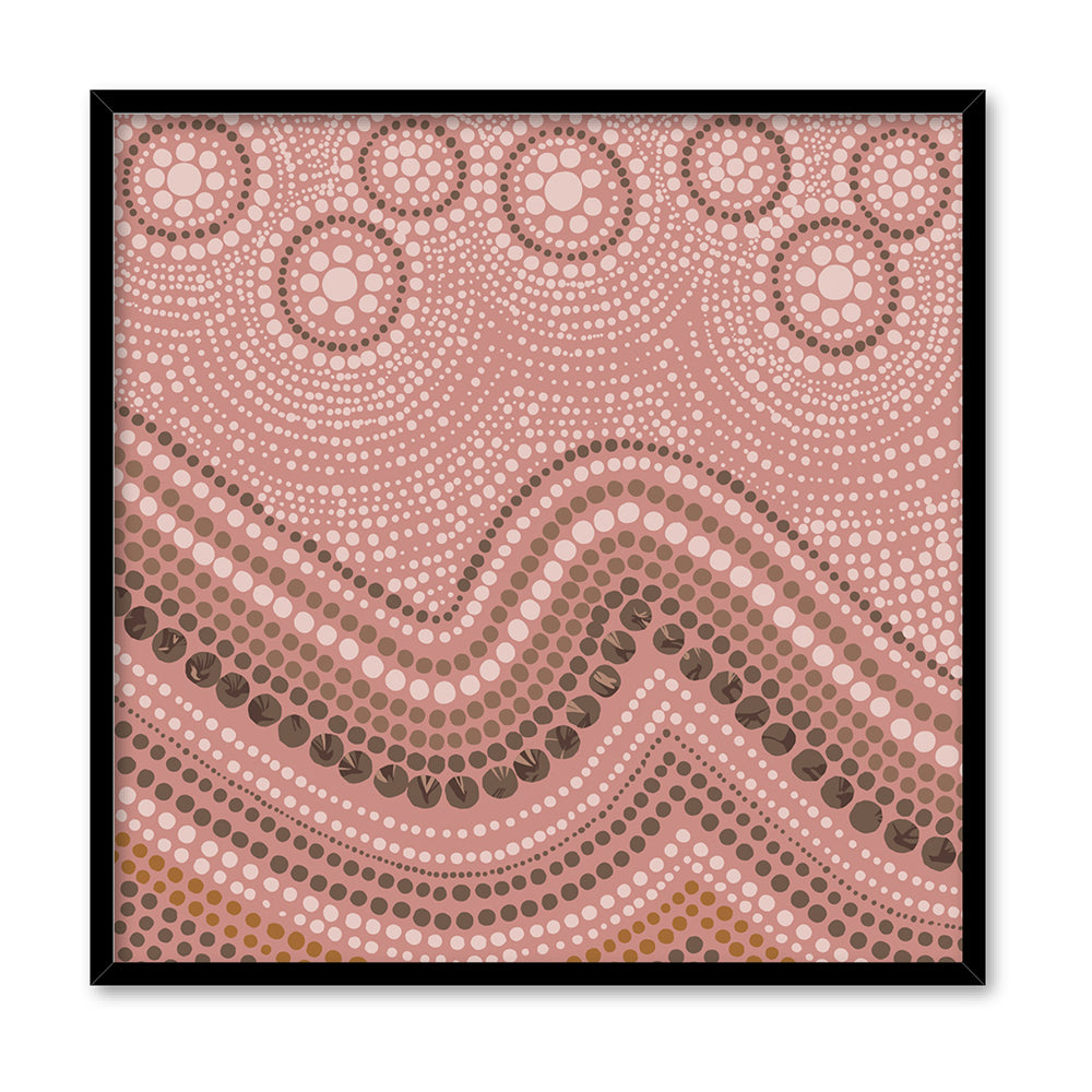 Saltwater Sky Pink - Square Art Print by Renee Molineaux, Poster, Stretched Canvas, or Framed Wall Art Print, shown in a black frame