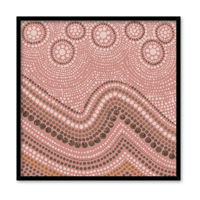 Saltwater Sky Pink - Square Art Print by Renee Molineaux, Poster, Stretched Canvas, or Framed Wall Art Print, shown in a black frame