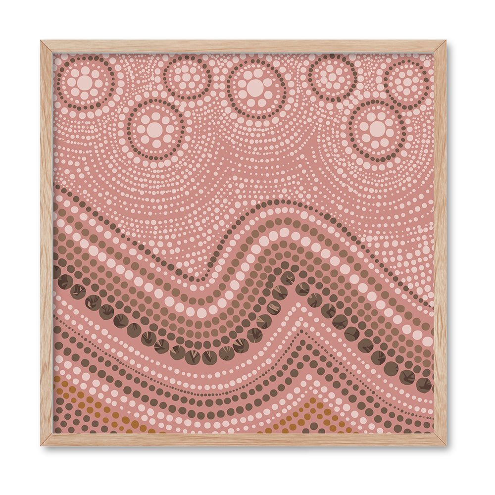 Saltwater Sky Pink - Square Art Print by Renee Molineaux, Poster, Stretched Canvas, or Framed Wall Art Print, shown in a natural timber frame