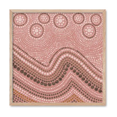 Saltwater Sky Pink - Square Art Print by Renee Molineaux, Poster, Stretched Canvas, or Framed Wall Art Print, shown in a natural timber frame