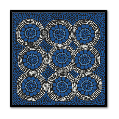 Wallan Rain Blue - Square Art Print by Renee Molineaux, Poster, Stretched Canvas, or Framed Wall Art Print, shown in a black frame