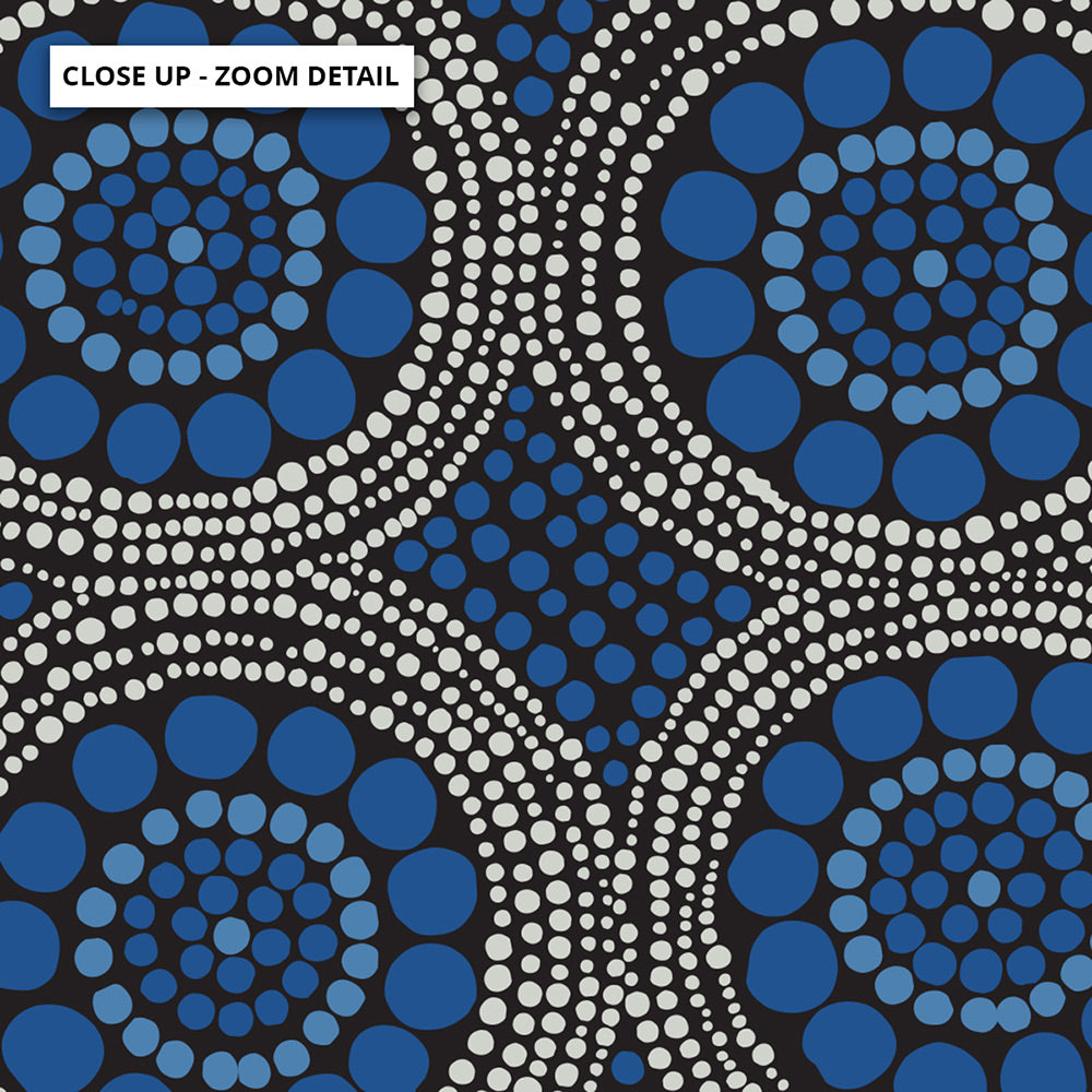 Wallan Rain Blue - Square Art Print by Renee Molineaux, Poster, Stretched Canvas or Framed Wall Art, Close up View of Print Resolution