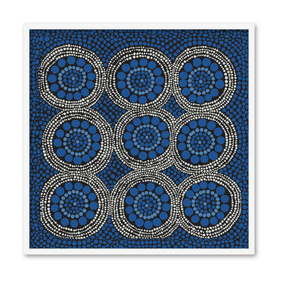 Wallan Rain Blue - Square Art Print by Renee Molineaux, Poster, Stretched Canvas, or Framed Wall Art Print, shown in a white frame