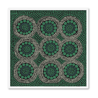 Wallan Rain Green - Square Art Print by Renee Molineaux, Poster, Stretched Canvas, or Framed Wall Art Print, shown in a white frame
