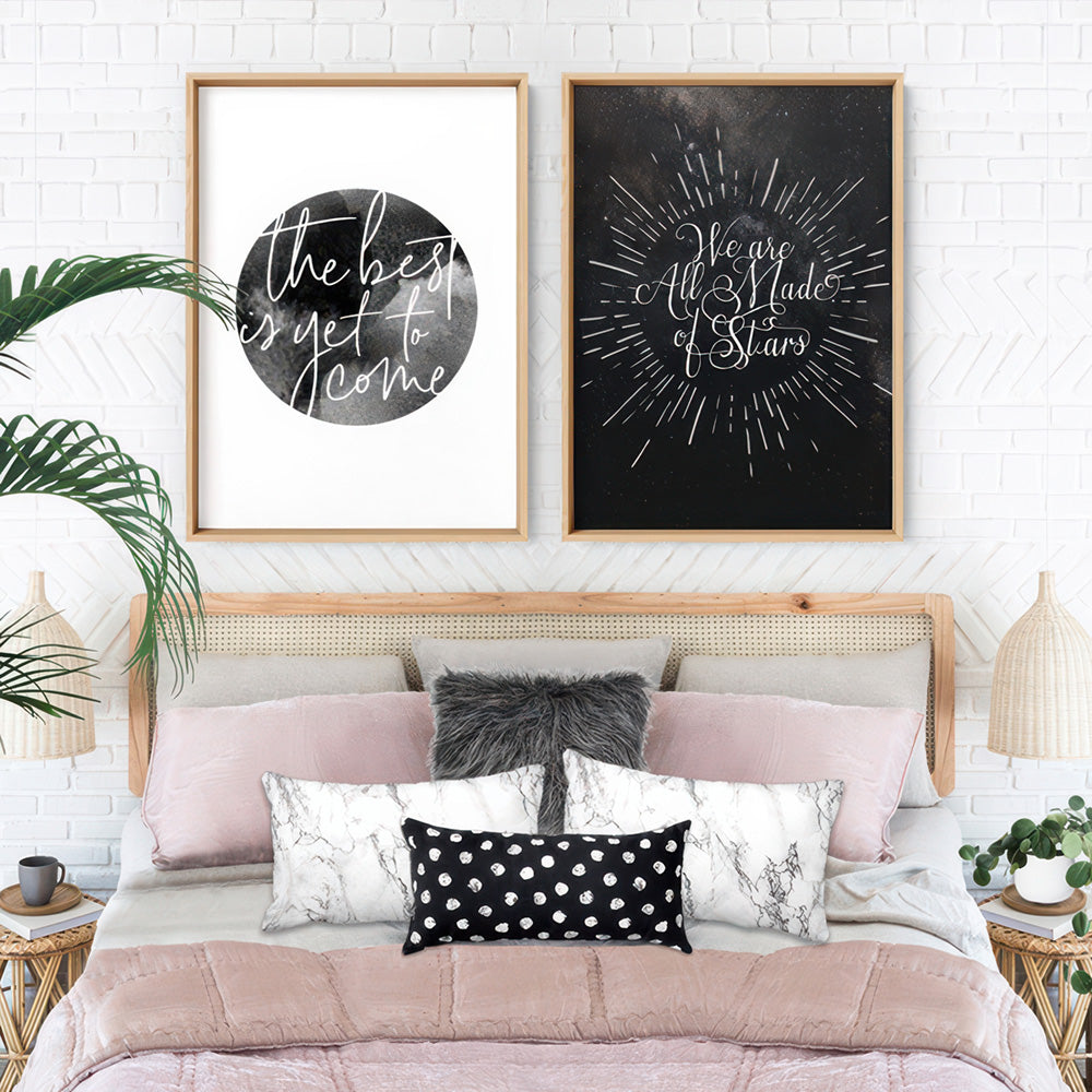 We are all Made of Stars - Art Print, Poster, Stretched Canvas or Framed Wall Art, shown framed in a home interior space