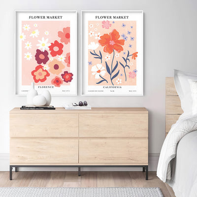 Flower Market | Florence - Art Print, Poster, Stretched Canvas or Framed Wall Art, shown framed in a home interior space