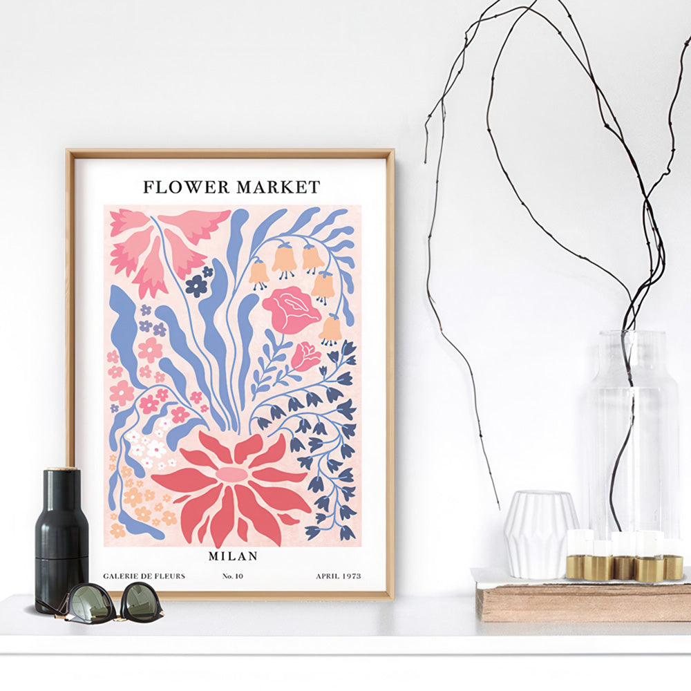 Flower Market | Milan - Art Print, Poster, Stretched Canvas or Framed Wall Art Prints, shown framed in a room