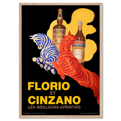 Cappiello | Florio Cinzano - Art Print, Poster, Stretched Canvas, or Framed Wall Art Print, shown in a natural timber frame