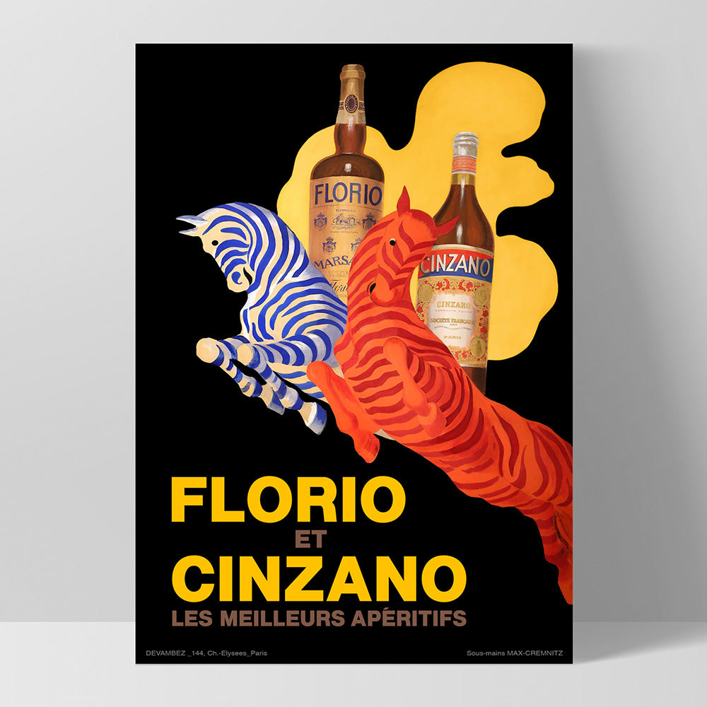 Cappiello | Florio Cinzano - Art Print, Poster, Stretched Canvas, or Framed Wall Art Print, shown as a stretched canvas or poster without a frame