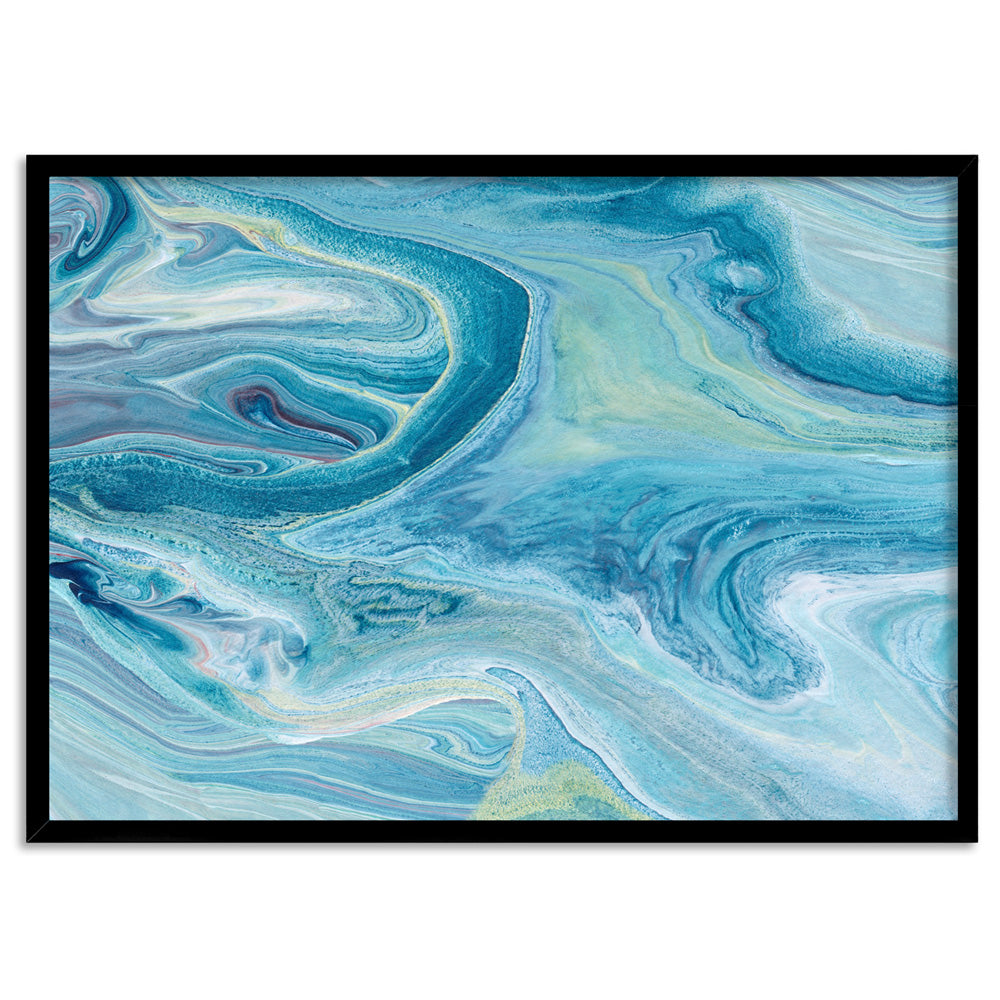 Abstract Ocean Park - Art Print, Poster, Stretched Canvas, or Framed Wall Art Print, shown in a black frame