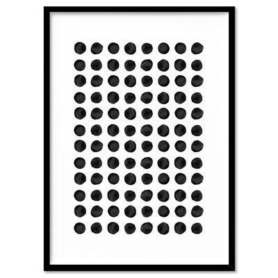 Abstract Monochrome | Spots - Art Print, Poster, Stretched Canvas, or Framed Wall Art Print, shown in a black frame