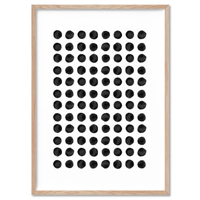 Abstract Monochrome | Spots - Art Print, Poster, Stretched Canvas, or Framed Wall Art Print, shown in a natural timber frame