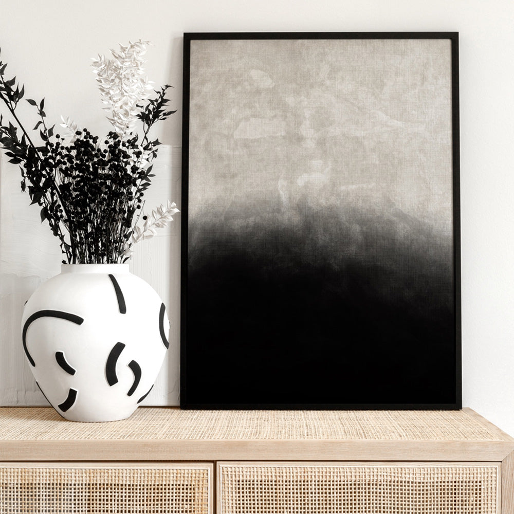 Black on Linen II - Art Print, Poster, Stretched Canvas or Framed Wall Art Prints, shown framed in a room