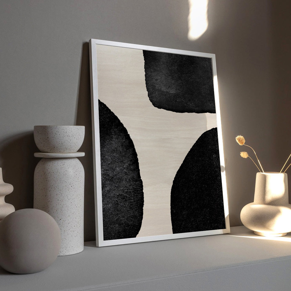 Formes Noires II - Art Print, Poster, Stretched Canvas or Framed Wall Art Prints, shown framed in a room