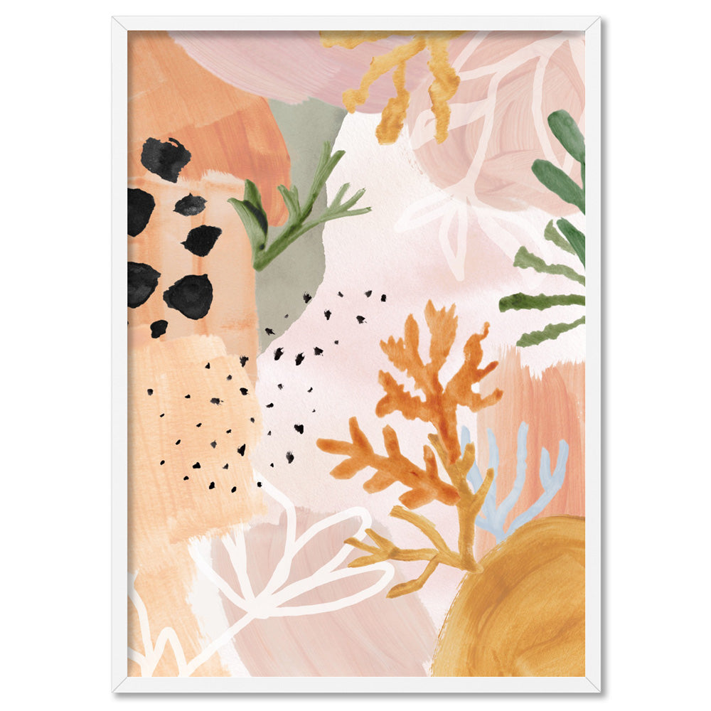 Garden of Earthly Delights | Peach II - Art Print, Poster, Stretched Canvas, or Framed Wall Art Print, shown in a white frame