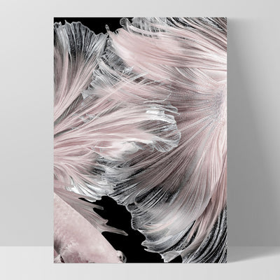 Betta Pair in Pale Pink & Black I - Art Print, Poster, Stretched Canvas, or Framed Wall Art Print, shown as a stretched canvas or poster without a frame