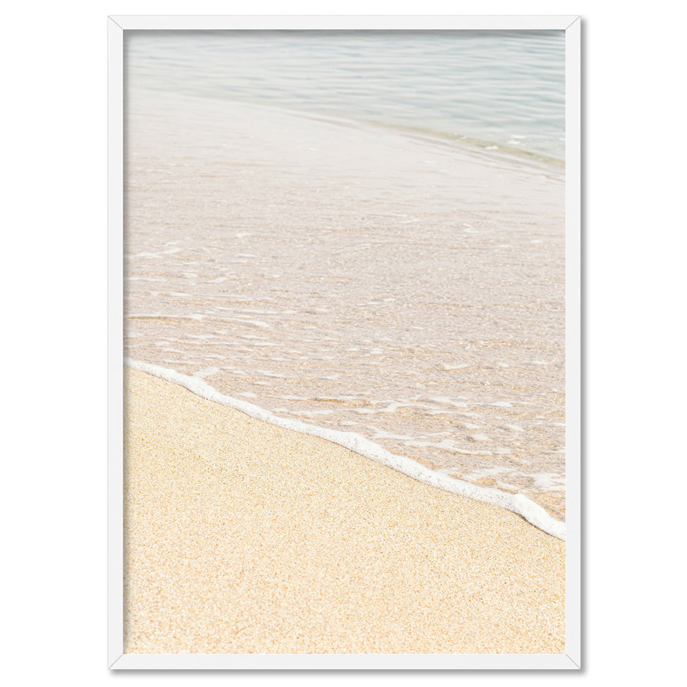 Sand and Sea View - Art Print, Poster, Stretched Canvas, or Framed Wall Art Print, shown in a white frame