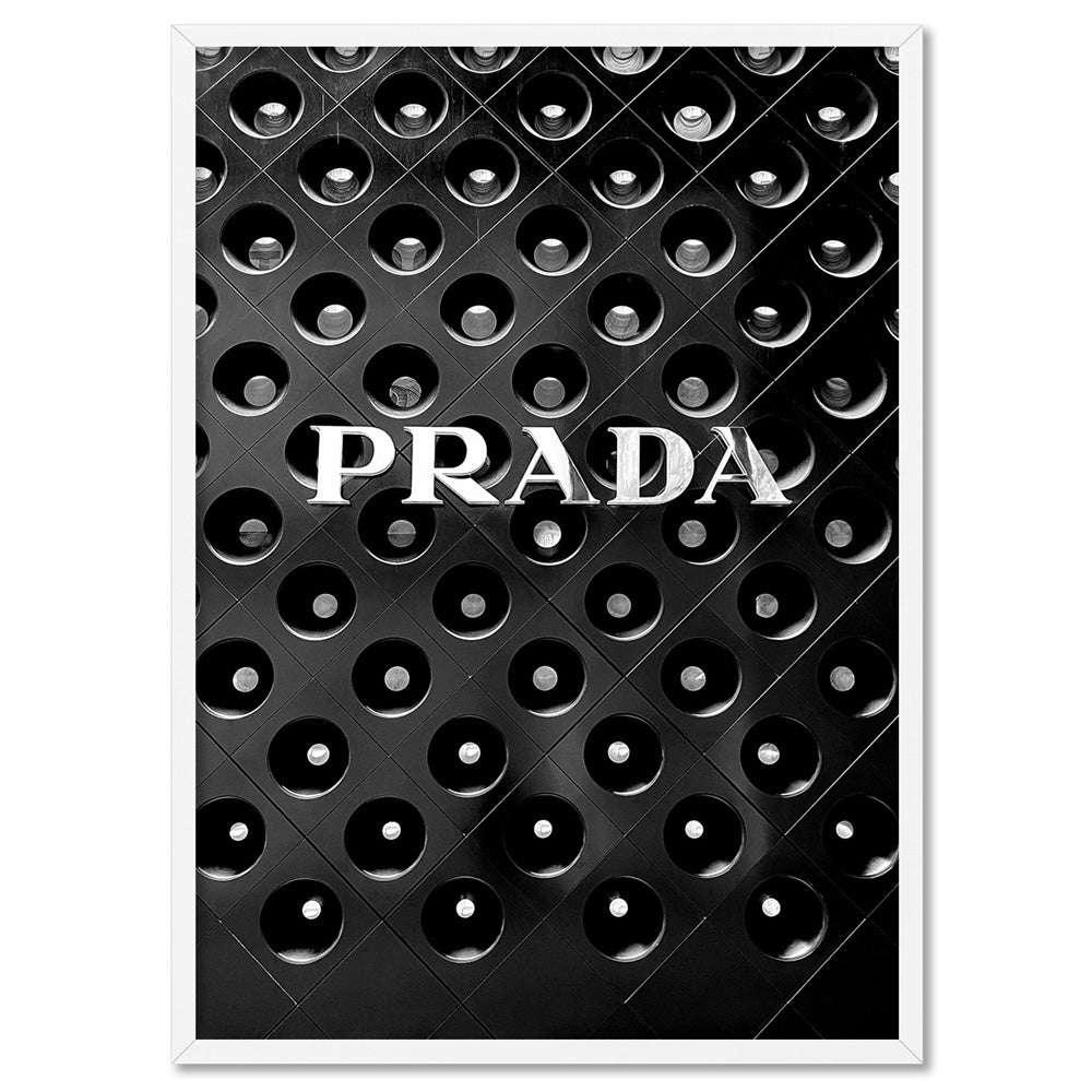 Prada En Noir - Art Print, Poster, Stretched Canvas, or Framed Wall Art Print, shown in a white frame