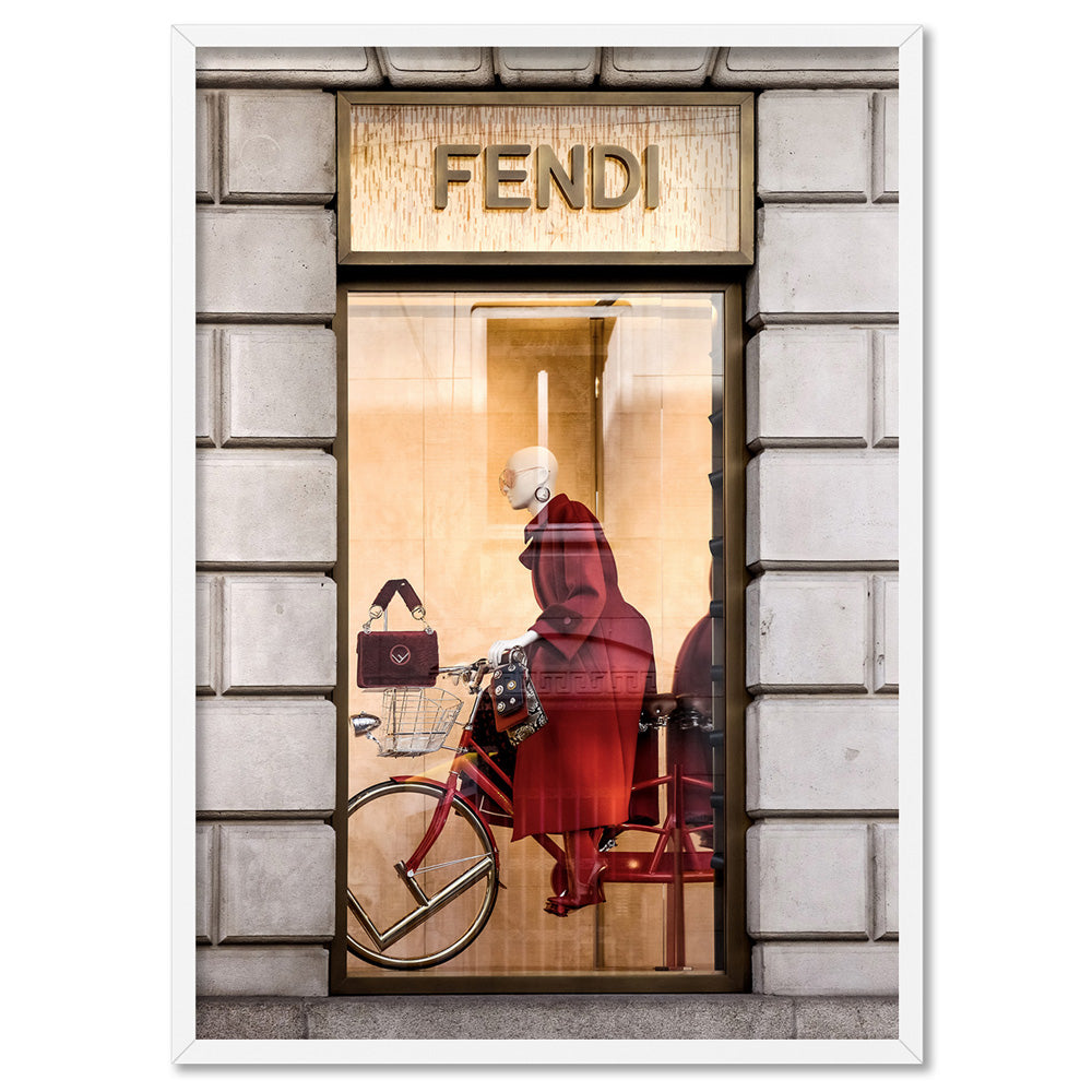 Fendi En Rouge - Art Print, Poster, Stretched Canvas, or Framed Wall Art Print, shown in a white frame