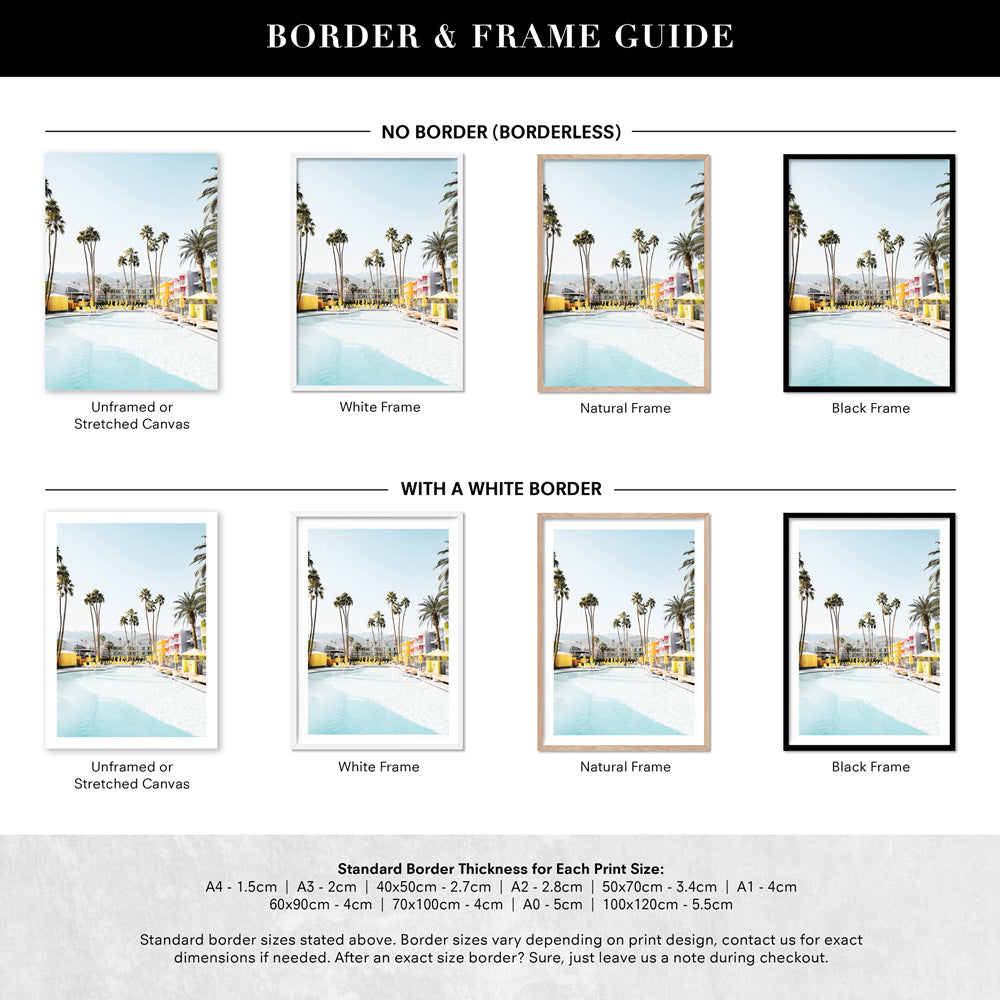 Palm Springs | The Saguaro Hotel II - Art Print, Poster, Stretched Canvas or Framed Wall Art, Showing White , Black, Natural Frame Colours, No Frame (Unframed) or Stretched Canvas, and With or Without White Borders