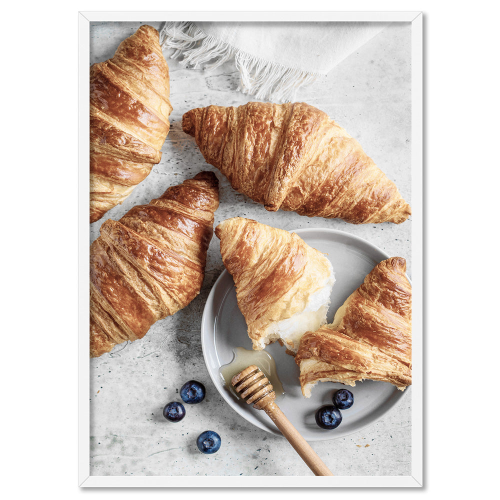 Breakfast in Paris II - Art Print, Poster, Stretched Canvas, or Framed Wall Art Print, shown in a white frame