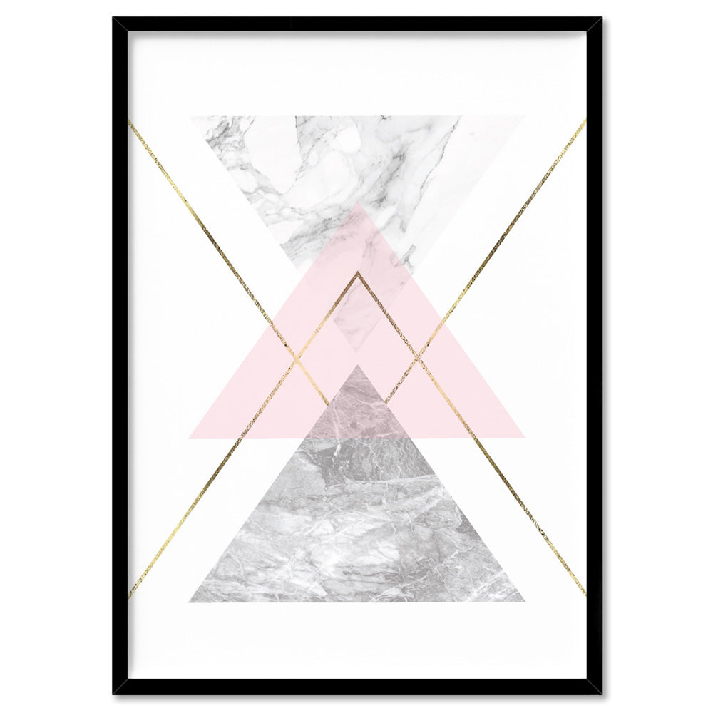 Geometric Marble Shapes II - Art Print, Poster, Stretched Canvas, or Framed Wall Art Print, shown in a black frame