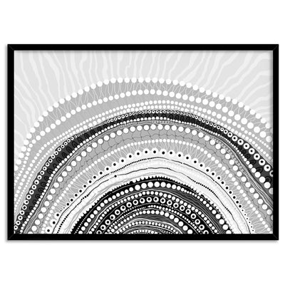 Blooming Female in Landscape B&W - Art Print by Leah Cummins, Poster, Stretched Canvas, or Framed Wall Art Print, shown in a black frame