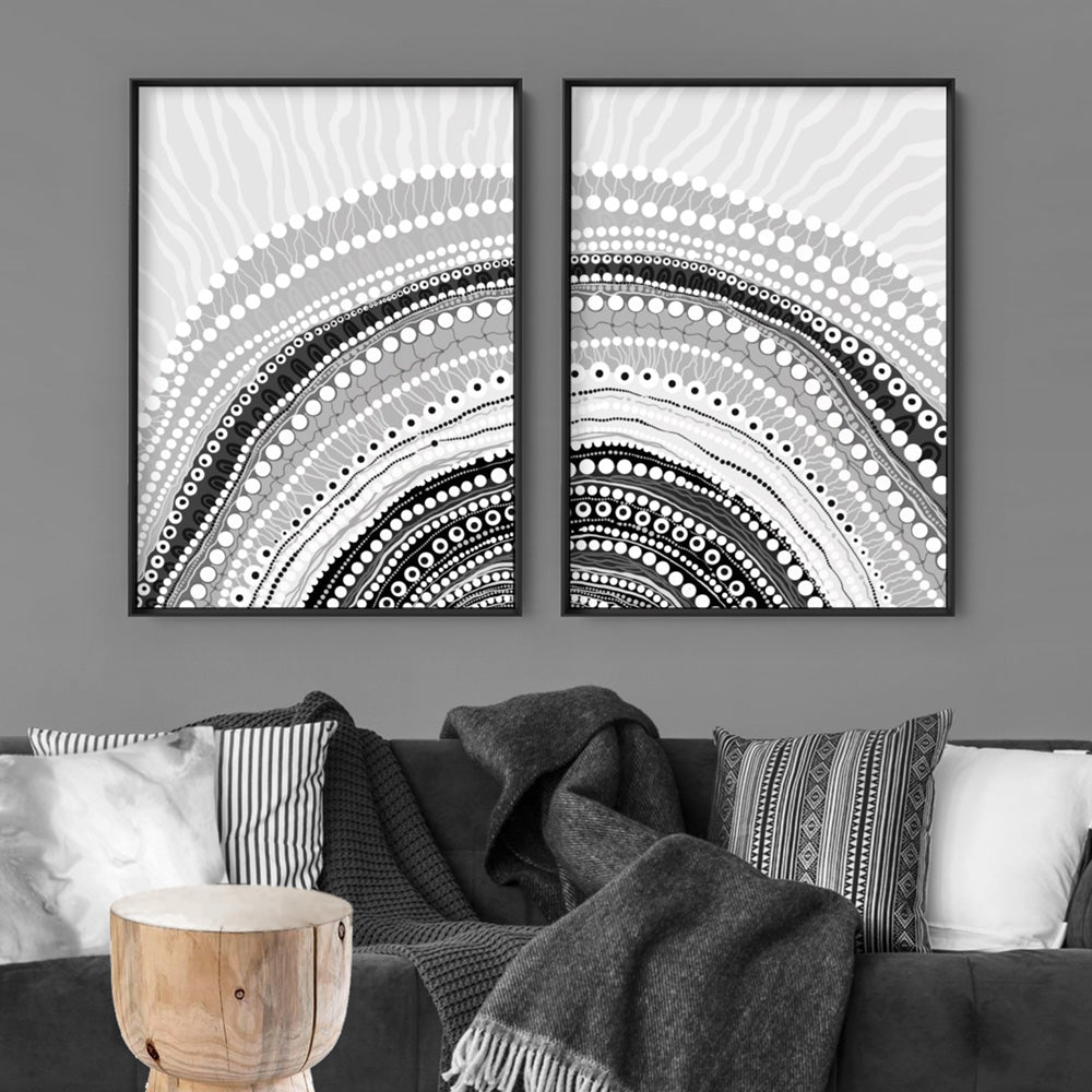 Blooming Female II B&W - Art Print by Leah Cummins, Poster, Stretched Canvas or Framed Wall Art, shown framed in a home interior space