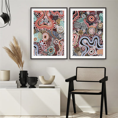 Canobie Dry Season Multicolour II - Art Print by Leah Cummins, Poster, Stretched Canvas or Framed Wall Art, shown framed in a home interior space