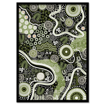 Canobie Dry Season Sage Green I - Art Print by Leah Cummins, Poster, Stretched Canvas, or Framed Wall Art Print, shown in a black frame