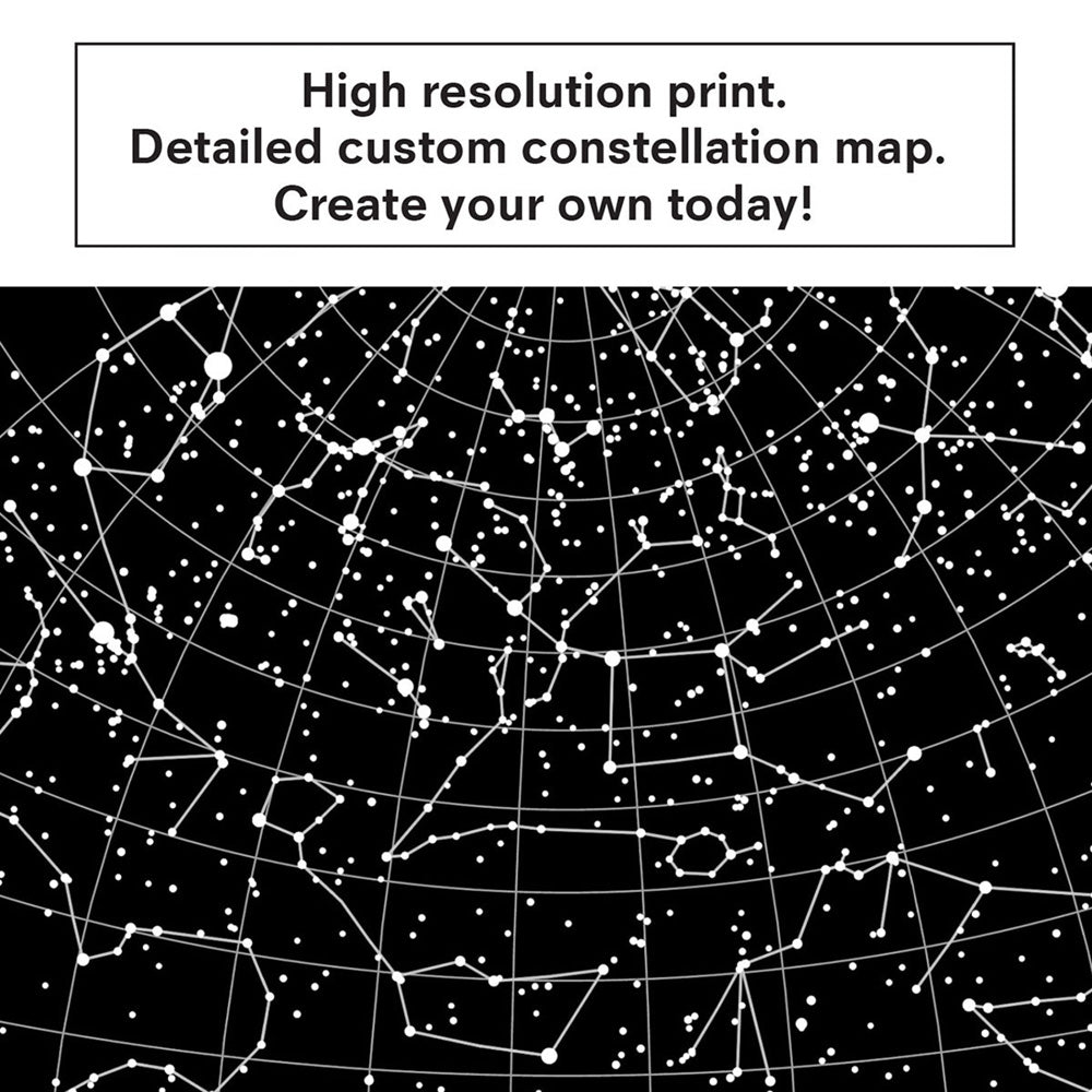 Custom Star Map | Black Circle - Art Print, Poster, Stretched Canvas or Framed Wall Art, Close up View of Print Resolution