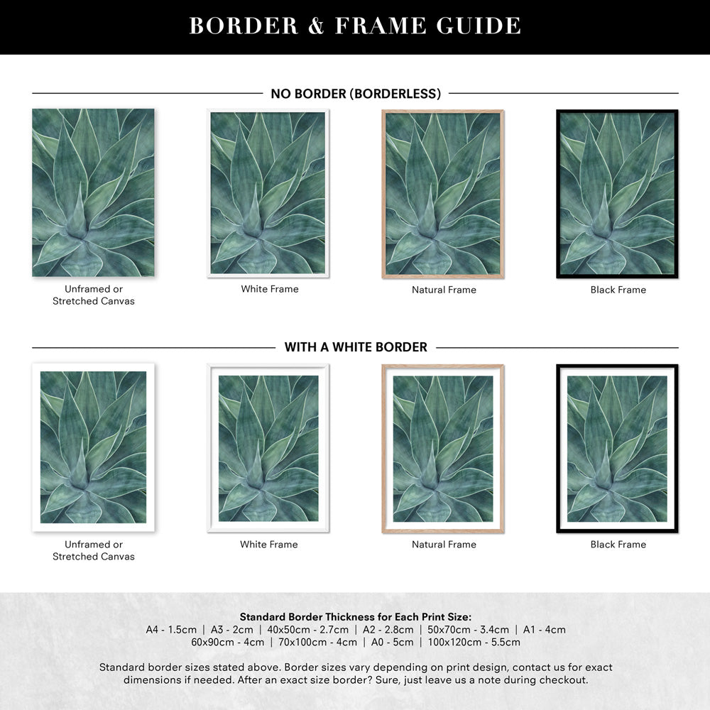 Agave Detail I - Art Print, Poster, Stretched Canvas or Framed Wall Art, Showing White , Black, Natural Frame Colours, No Frame (Unframed) or Stretched Canvas, and With or Without White Borders