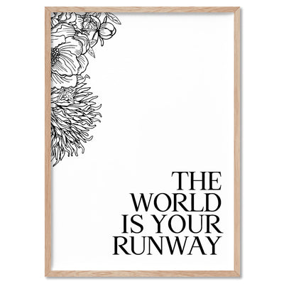 The World is Your Runway - Art Print, Poster, Stretched Canvas, or Framed Wall Art Print, shown in a natural timber frame